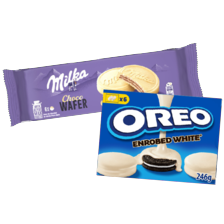 Milka choco wafer, Oreo sensations of Oreo original of enrobed